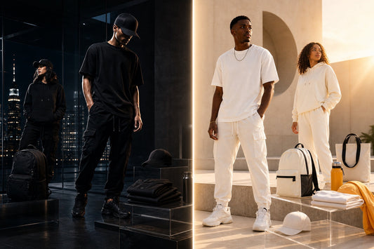 Shirt.Ninja launch campaign showing Shadow Ninja dark styling and Sun Ninja light styling side by side